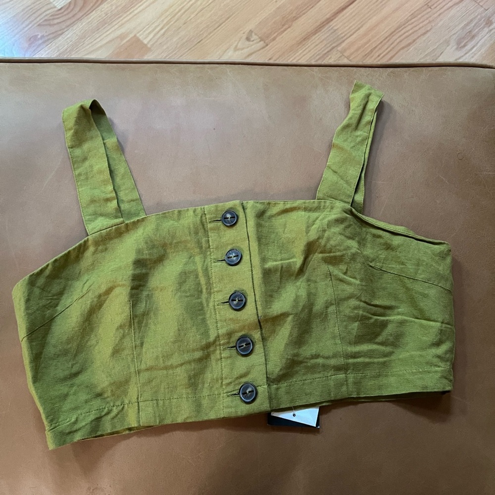Brand new linen green crop top